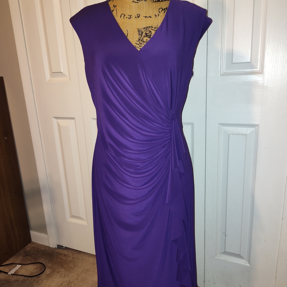 American Living Purple Ruched Wrap Midi Dress